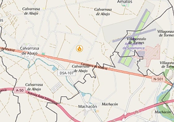 Localización del incendio.