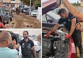 Javier Sendín e Iván Martín, durante su estancia en Paiporta para arreglar los coches dañados por la DANA.