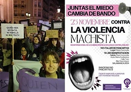 Foto de archivo de la manifestación del año pasado junto al cartel.