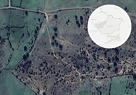 Vista aérea de la finca y mapa de localización.