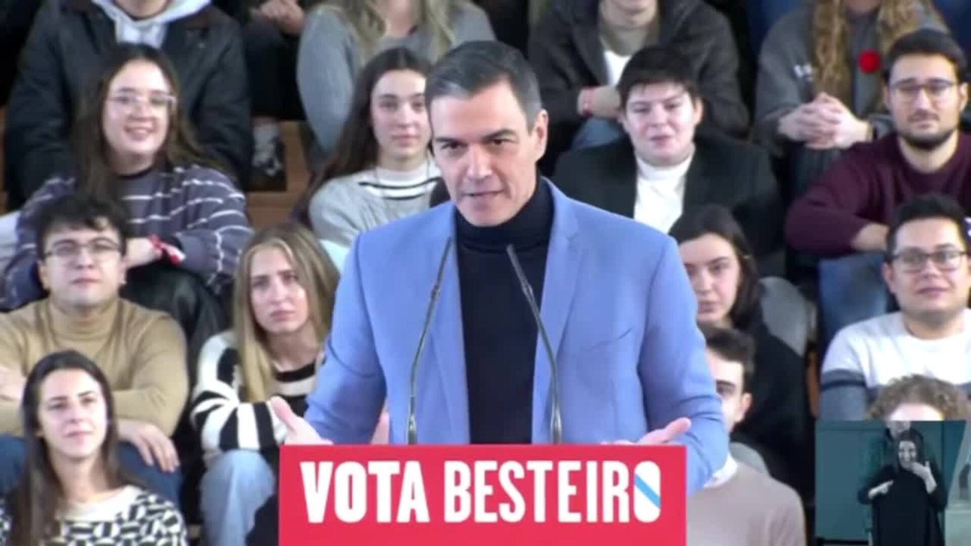 Sánchez reivindica a Besteiro: "No nos jugamos el futuro de Feijóo, sino el de Galicia"