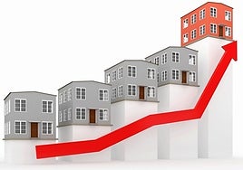 Ilustración que simula la subida de precios de las viviendas.