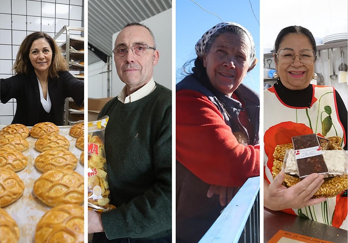 De izda a dcha: Elena (Hornazos Romero), Federico (Patatas Fátima), Juana (Mermeladas Juana) y Mari Luz (El Pan Negro de Mariluz).