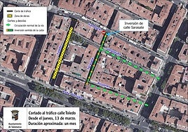La calle Toledo permanecerá cerrada al tráfico durante un mes