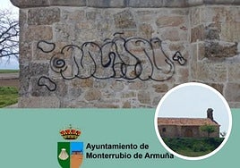 Ermita de Monterrubio de Armuña vandalizada la pasada madrugada.