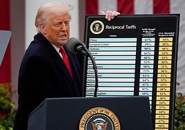 Trump muestra la tabla de aranceles recíprocos que aplicará.