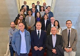 Foto de rupo durante la recepción de los críticos en el Ayuntamiento de Salamanca.