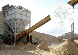 Extracción de áridos y localización del municipio.