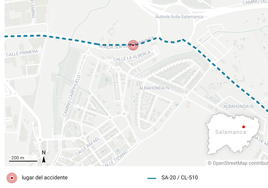 Cinco heridos en el choque entre dos coches en la salida hacia Alba de Tormes