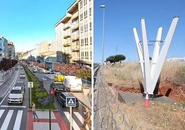 Travesía humanizada y soportes de la pasarela de Carbajosa sin terminar.