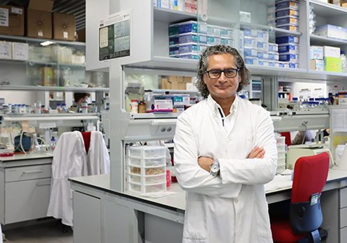 Juan Pedro Bolaños, catedrático de Bioquímica y Biología Molecular de la Universidad de Salamanca en su laboratorio del IBFG (USAL-CSIC).