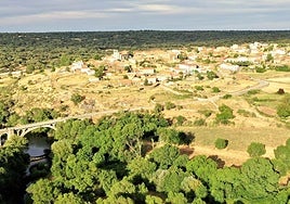 Vista aérea de la localidad salmantina de Villares de Yeltes.