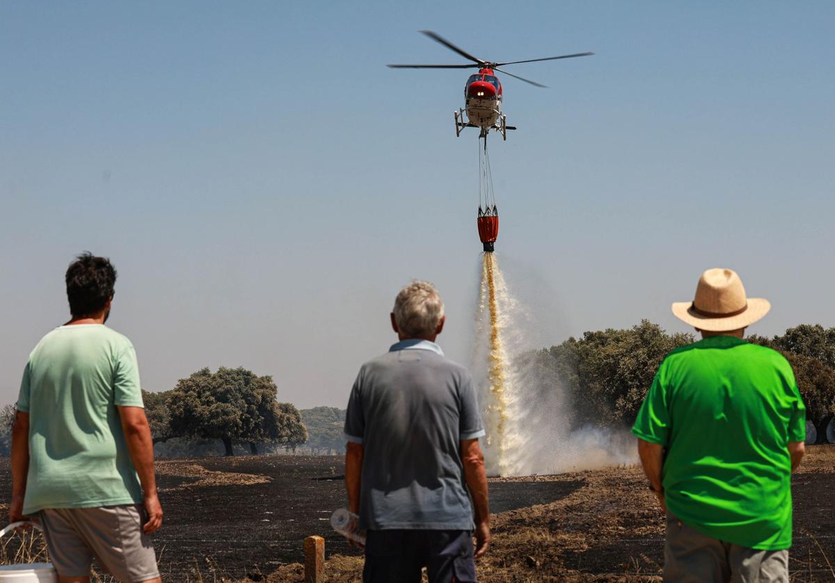 Los bomberos acuden a sofocar un fuego en Puebla de Azaba