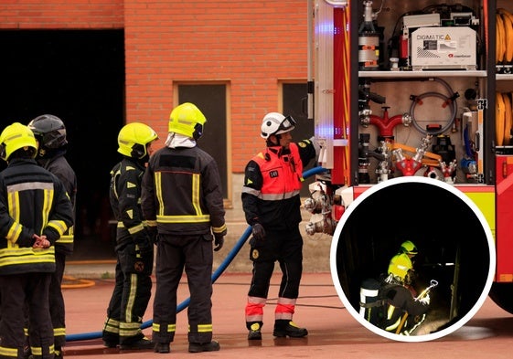 Simulacro de incendio en el parque de Bomberos de Salamanca