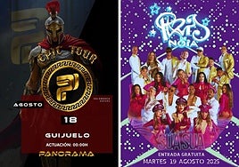 Carteles de los conciertos de Panorama y Paris de Noia en Guijuelo.