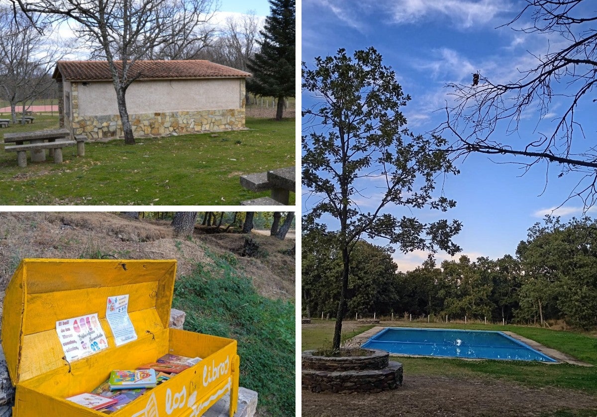 Piscina, chiringuito y biblioteca portátil de las Dehesas.