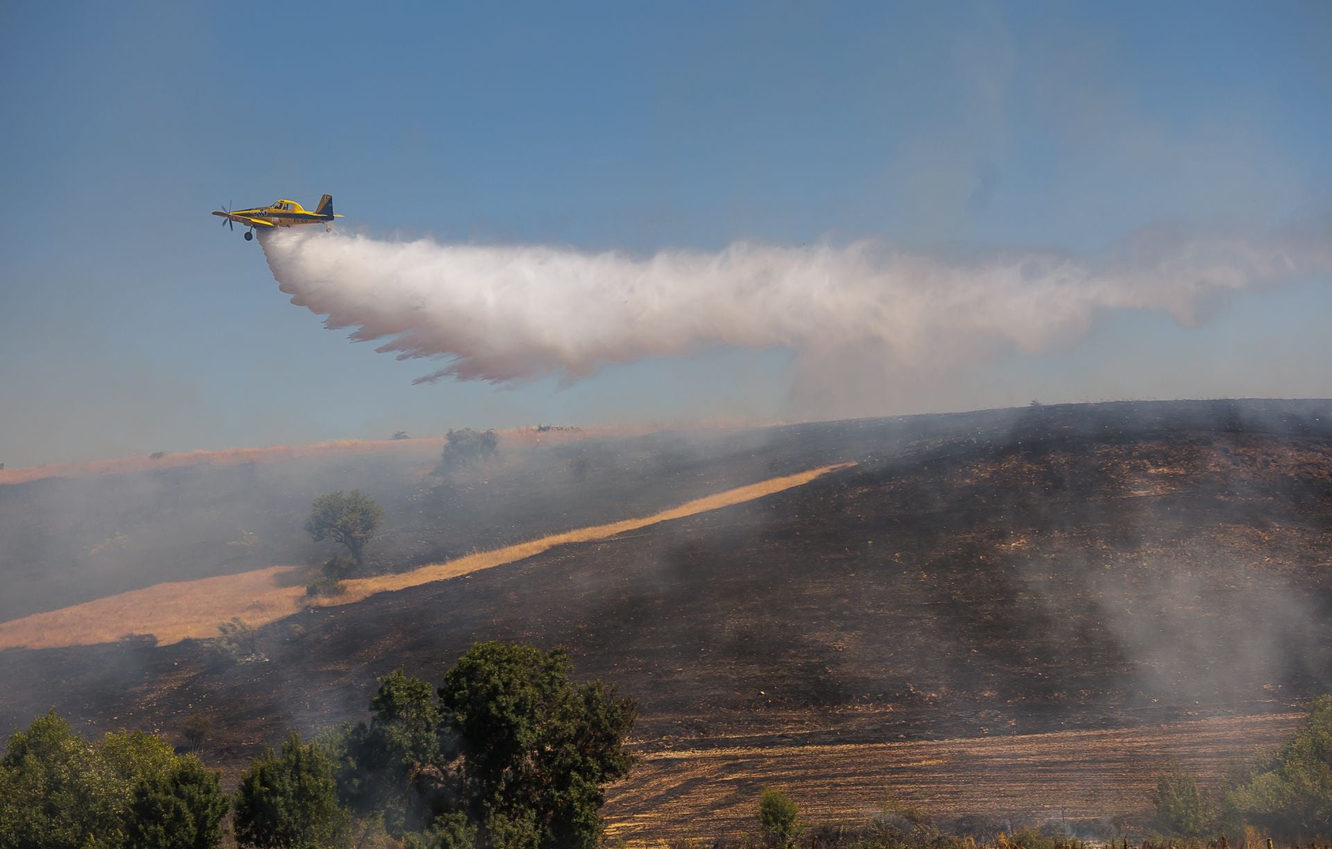 El incendio que ha atemorizado a los vecinos de Martín de Yeltes, en imágenes