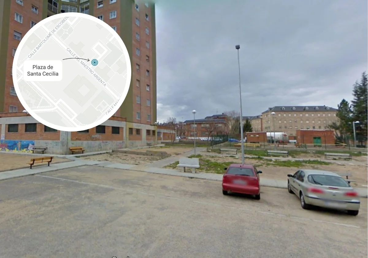 Localización e imagen de la plaza de Santa Cecilia