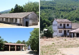 Casa y naves del gran terreno en venta en la colonia de la estación de tren de Puerto de Béjar.