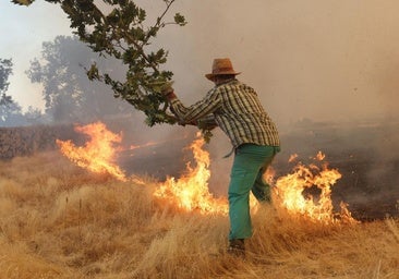 Dos heridos por el incendio de Cipérez, uno de ellos un bombero