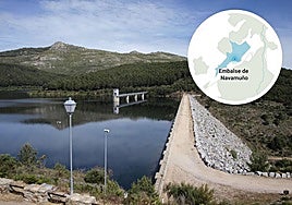 Presa y embalse de Navamuño en Candelario y su localización.