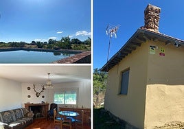 La piscina, el interior de la casa y el exterior.