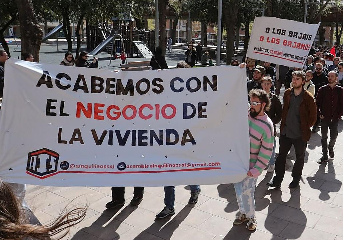 Protesta celebrada en Salamanca bajo el lema «Acabemos con el negocio de la vivienda» del pasado mes de abril de 2025.