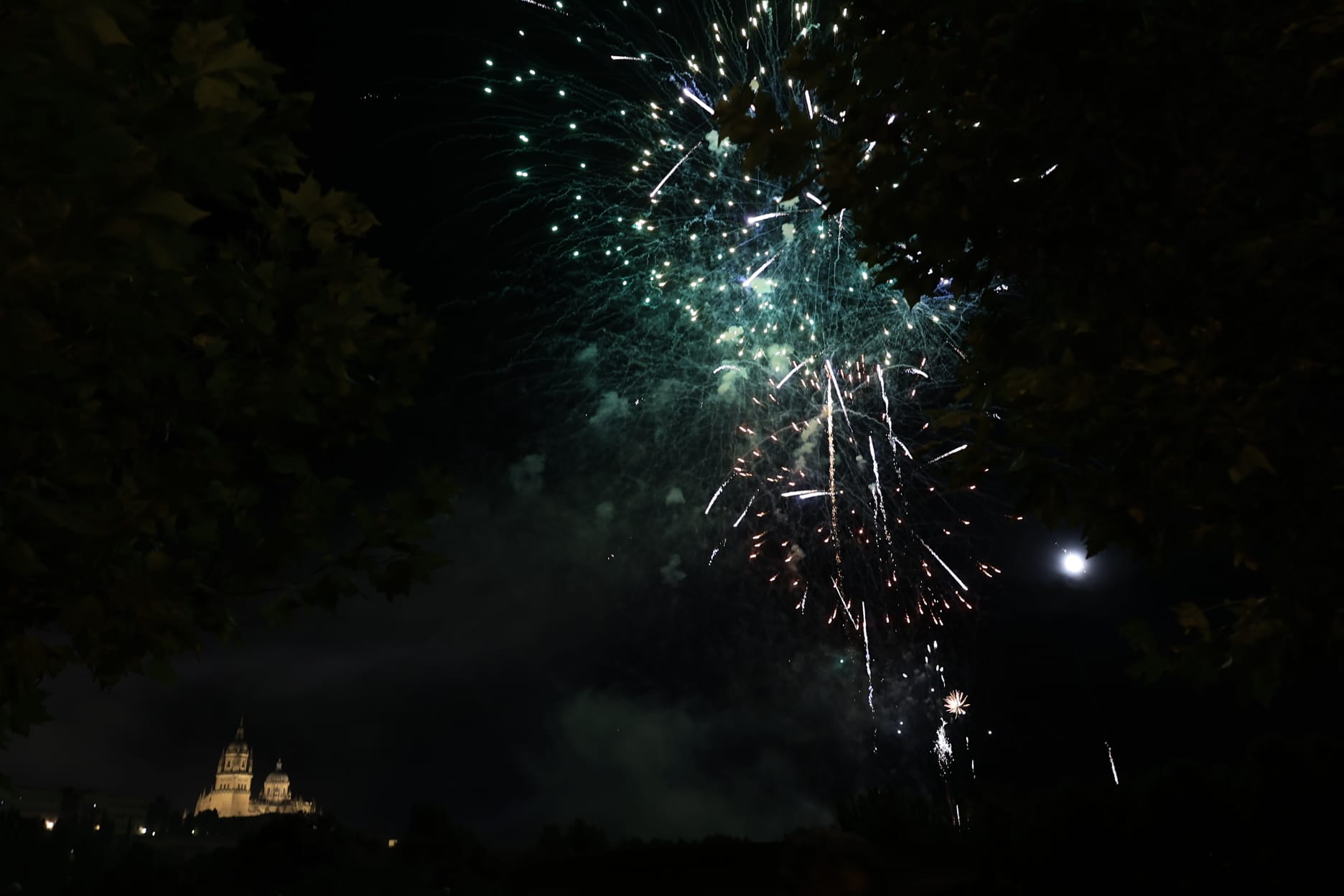 Los fuegos artificiales colorean el cielo de Salamanca
