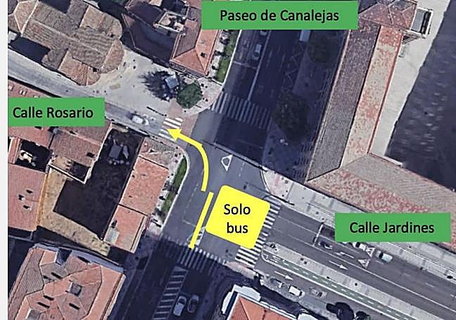 Un tercer carril permitirá girar al bus hacia la calle Rosario para ir a Gran Vía.