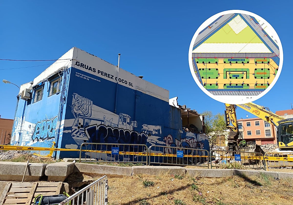 Derribo de una de las naves y futura urbanización del solar.