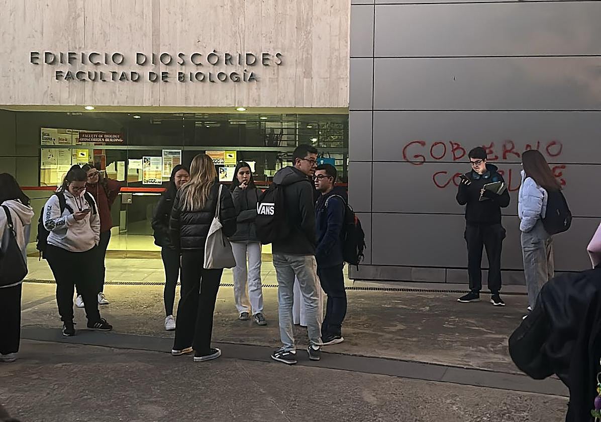 Imagen principal - Cuatro colegios de Salamanca sufren pintadas y bloqueos coincidiendo con la huelga estudiantil propalestina