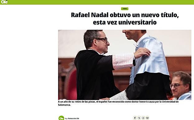 El diario deportivo Olé argentino, con su noticia sobre el acontecimiento.