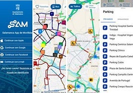 Pantallazos de la nueva app integral del tráfico en Salamanca.