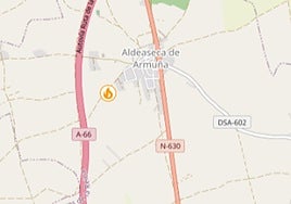 El incendio se ha decretado junto a la autovía A-66 en Aldeaseca de Armuña.