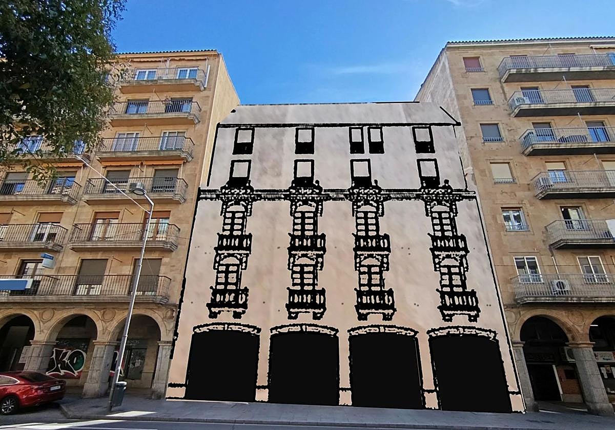 Así quedará el edificio de la Gran Vía 63 con el aspecto propuesto para su reconstrucción.