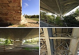 La parte que menos se ve del puente Romano, el Felipe VI, el Enrique Estevan y el Juan Carlos I.