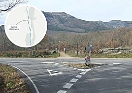 Cruce en El Casarito y trazado de la carretera que se va a arreglar.