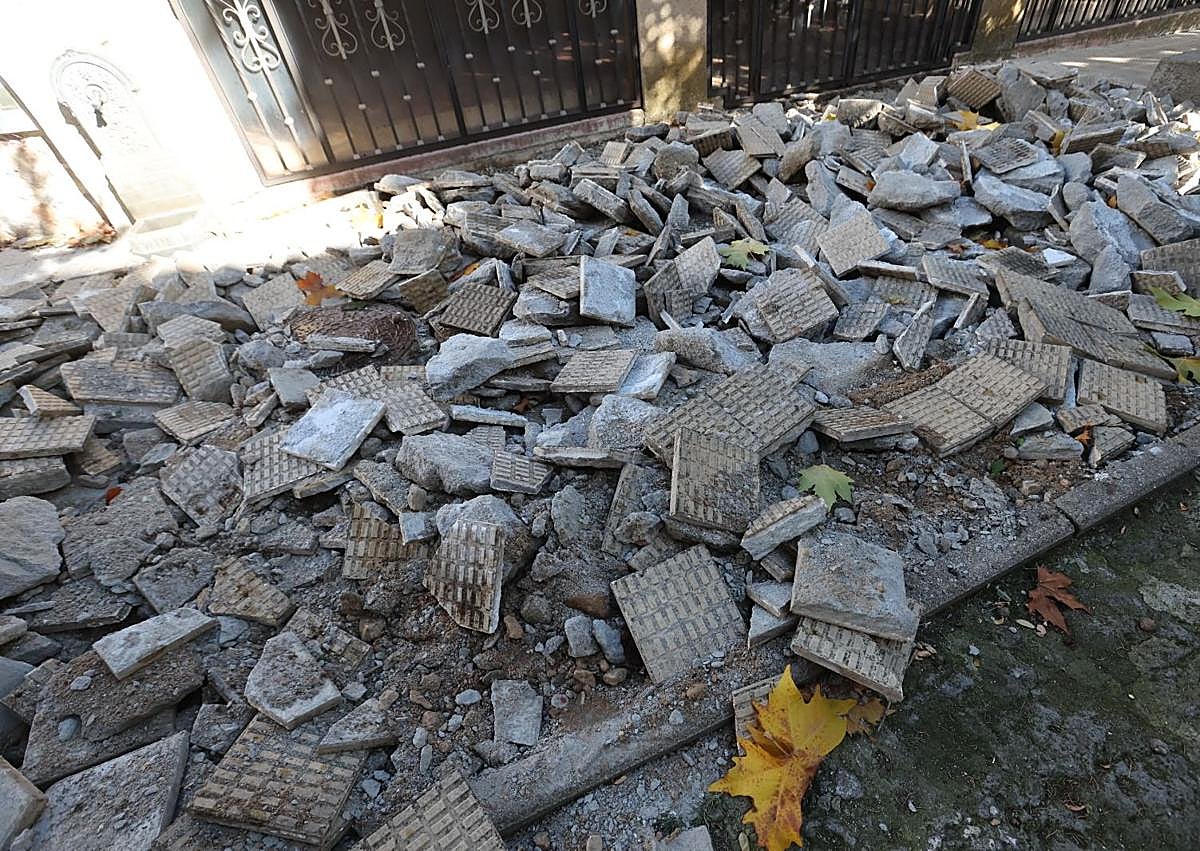 Imagen secundaria 1 - Las máquinas han levantado bancos y pavimento y se han cortado varios árboles.