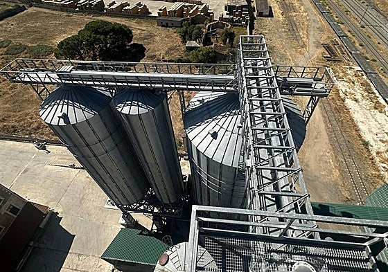 Instalaciones de carga de cereal en la terminal de la estación de La Fuente de San Esteban.