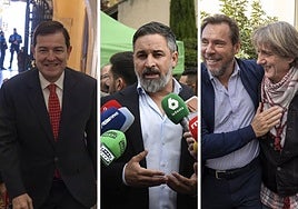 Mañueco, Abascal y Carlos Martínez, con el ministro Puente.