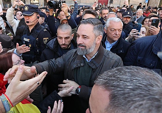Santiago Abascal, en la plaza de los Bandos de Salamanca.