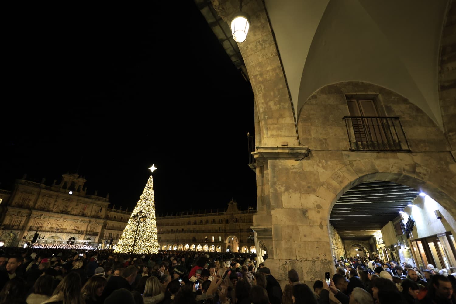 La Navidad ya deslumbra en Salamanca con luces, árbol y videomapping