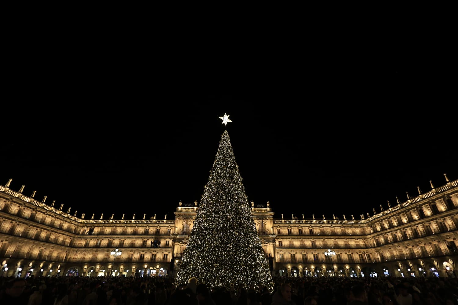 La Navidad ya deslumbra en Salamanca con luces, árbol y videomapping