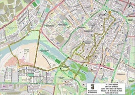 Recorrido (en amarillo' de la carrera popular 'Corre con tu médico. Juntos por la salud y el deporte'.