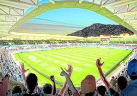 Infografik des neuen Fußballstadions von Marbella, das 10.000 Zuschauer fassen wird.