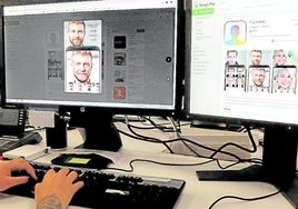 Bearbeitung eines Porträtfotos mit der Anwendung FaceApp.