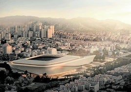 Der Entwurf für den zukünftigen 'Rosengarten', das Stadion des FC Málaga.