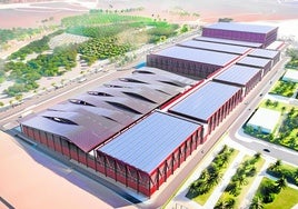 Modell der Fabrikanlage, die Faccsa südlich der Ortschaft Estación de Cártama errichten wird.