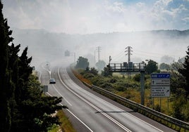 Die durch den Brand verursachte Rauchwolke am Samstag.
