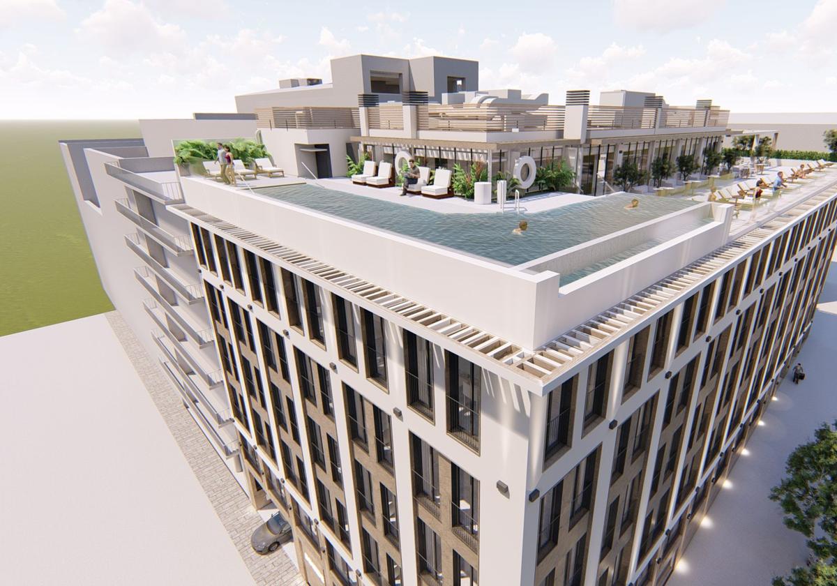 Computergrafik des Hotels.